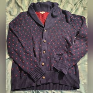 Merona Shawl Collar Cardigan Sweater Navy Red Dot Knit Button Front Men's Medium